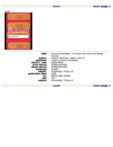Russell Human knowledge by Bertrand Russell