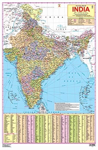 Political Map Of India chart by Dreamland Publication
