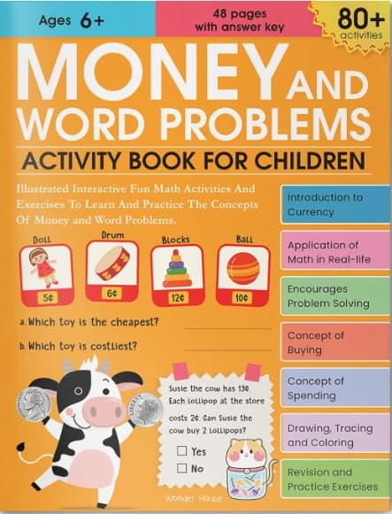 Money and Word Problems Activity Book for Children by Wonder House Books