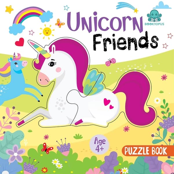 Booktopus Square Puzzle Board Book - Unicorn Friends Learning Puzzle with Easy Grip Pieces by Booktopus