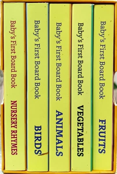 Solimo Board Books Set of 5 books (Fruits, Vegetables, Animals, Birds, Nursery Rhymes) by Solimo