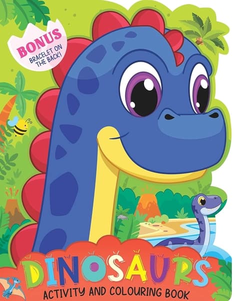 Dinosaur Activity and Colouring Book - Die Cut Animal Shaped Book by Dreamland Publication
